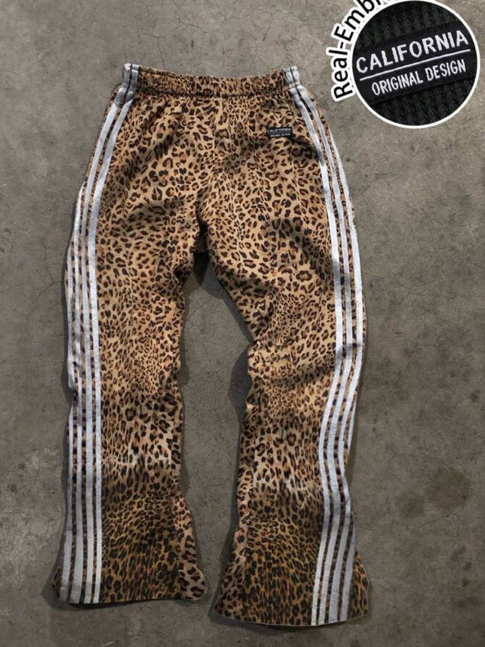 SHEIN Leopard Print Wide Leg Pants with White Side Stripes